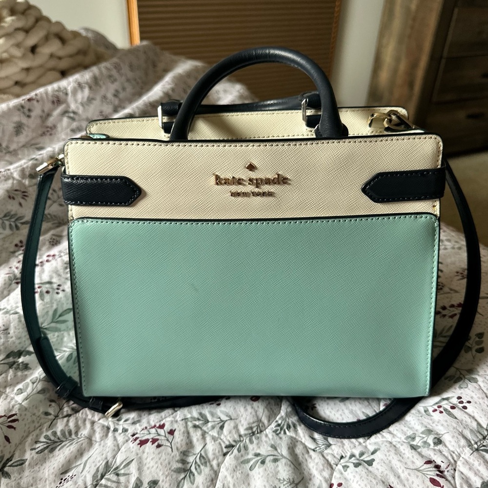 Kate Spade Aqua and Ivory Satchel